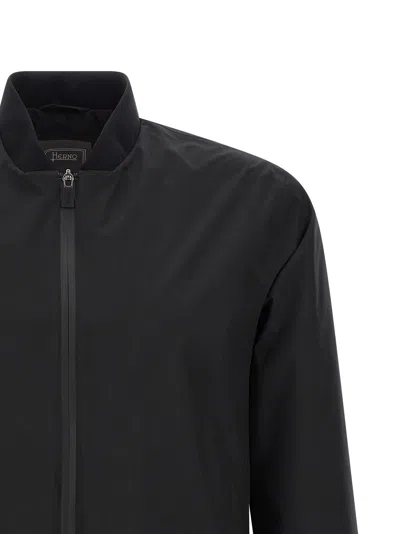 Herno Waterproof Bomber Jacket With Ribbed Details In Black