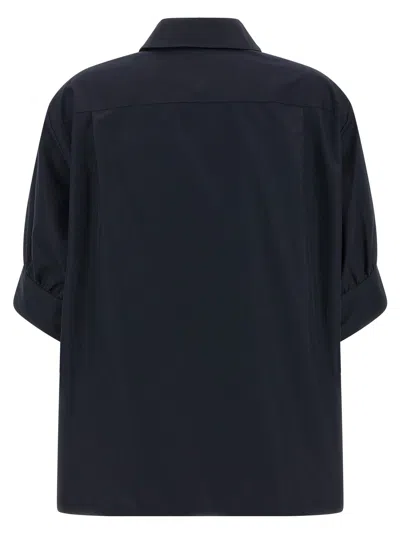 Jil Sander Cotton Shirt Short Sleeves Collared Cuffed In Blue