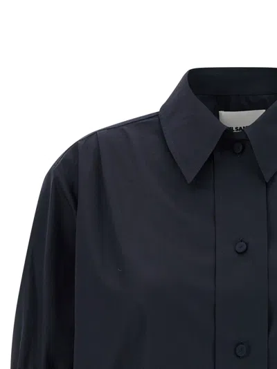 Jil Sander Cotton Shirt Short Sleeves Collared Cuffed In Blue