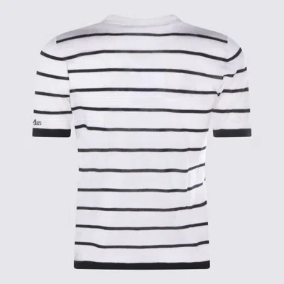 Max Mara White And Blue Wool Blend T-shirt In White