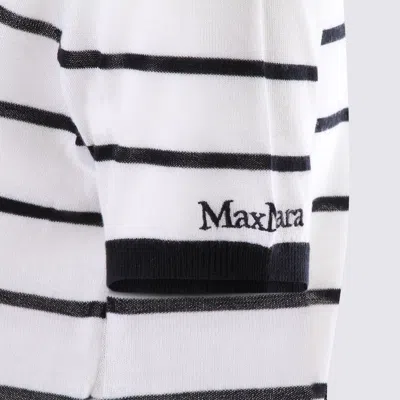 Max Mara White And Blue Wool Blend T-shirt In White