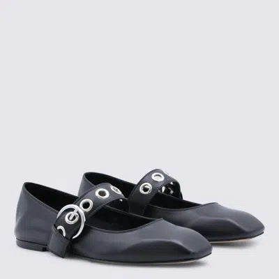 Aeyde Uma Eyelet-embellished Leather Mary Jane Ballet Flats In Blue