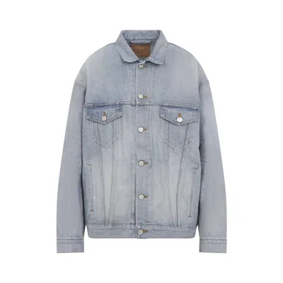 Balenciaga Collared Regular Jacket Long Sleeves Pockets In Blue