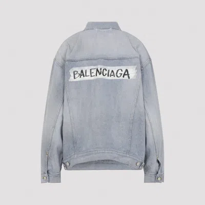 Balenciaga Collared Regular Jacket Long Sleeves Pockets In Blue