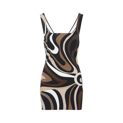 Pucci Mini Dress Fitted Silhouette Abstract Pattern In Multi