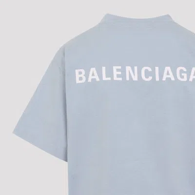 Balenciaga Womens Marine Logo-embroidered Relaxed-fit Cotton T-shirt In Blue