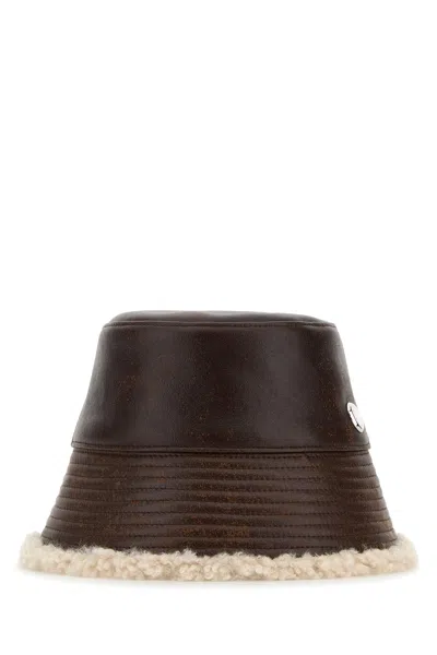 Stella Mccartney Dark Brown Solid Bucket Hat In Black