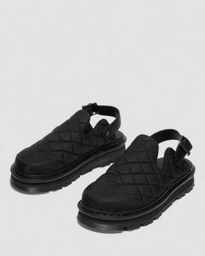 Dr. Martens Zebzag Quilted Canvas Platform Mules In Black
