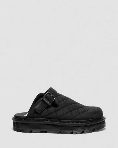 Dr. Martens Zebzag Quilted Canvas Platform Mules In Black