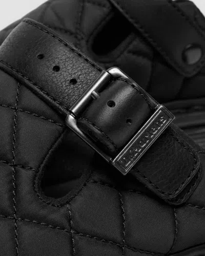 Dr. Martens Zebzag Quilted Canvas Platform Mules In Black