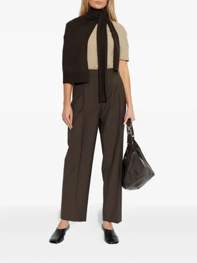 Lemaire Crew Neck Knitted T-shirt In Brown