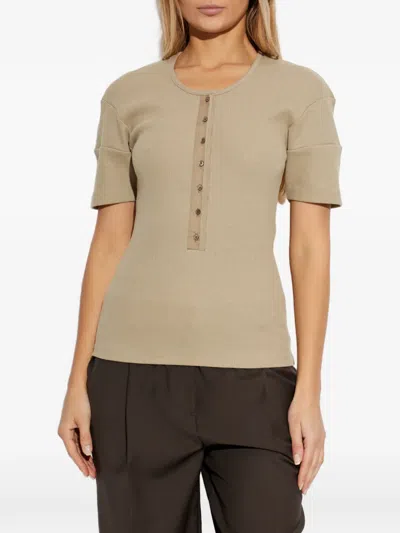 Lemaire Crew Neck Knitted T-shirt In Brown