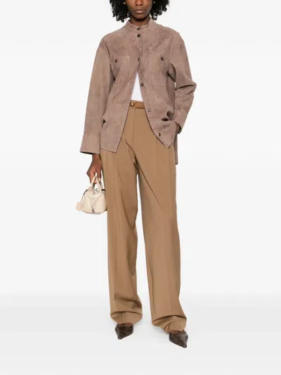 Max Mara Buttoned Pocket Jacket In Brown
