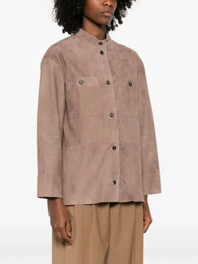 Max Mara Buttoned Pocket Jacket In Brown