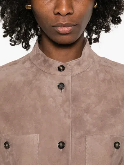 Max Mara Buttoned Pocket Jacket In Brown
