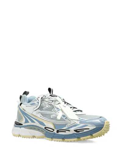 Off-white Mesh Sneakers Round Toe Rubber Sole Pull Tab In Blue