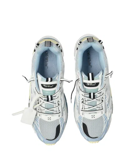Off-white Mesh Sneakers Round Toe Rubber Sole Pull Tab In Blue