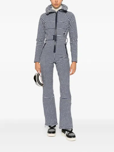 Cordova Chatel Checkered Belted Ski Suit In Blue