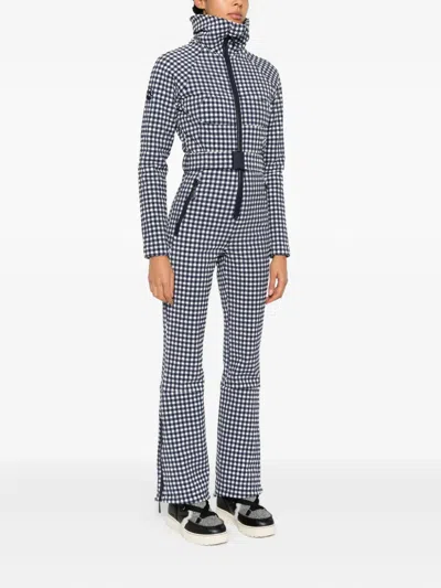 Cordova Chatel Checkered Belted Ski Suit In Blue