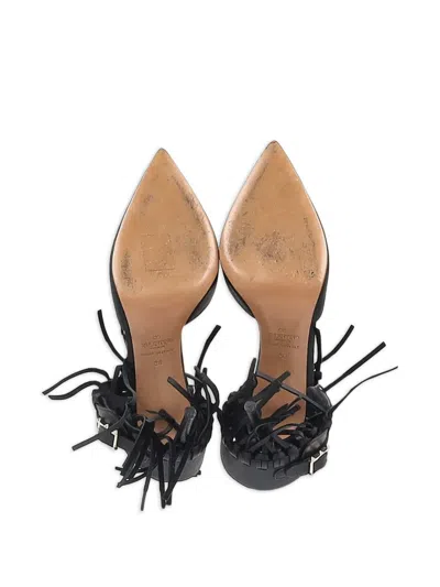 Pre-owned Valentino Garavani Fringed Ankle-strap Pumps In Black
