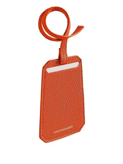 Maison De Sabre Leather Luggage Tag In Orange