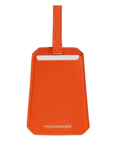 Maison De Sabre Leather Luggage Tag In Orange