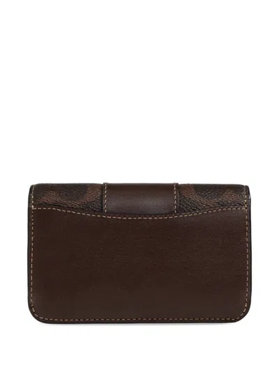 Coach Logo-pattern Snap-button Wallet In Brown