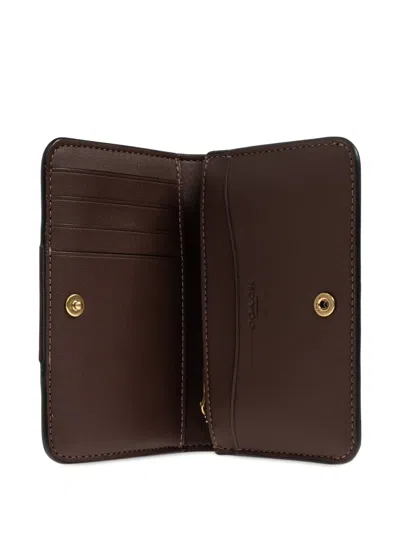 Coach Logo-pattern Snap-button Wallet In Brown