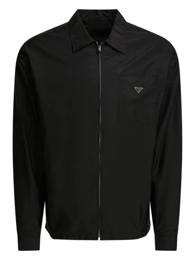 Prada Triangle-logo Jacket In Black
