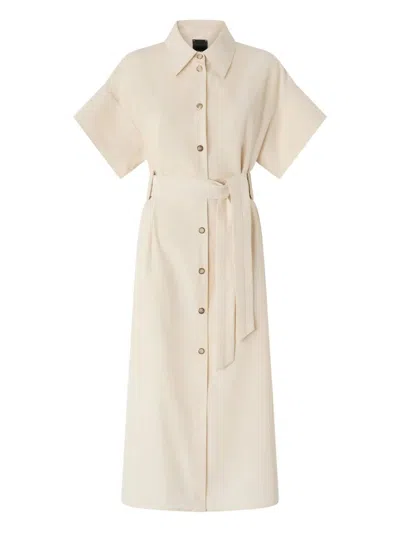 Pinko Button Belted Midi Shirt Dress In Neutral