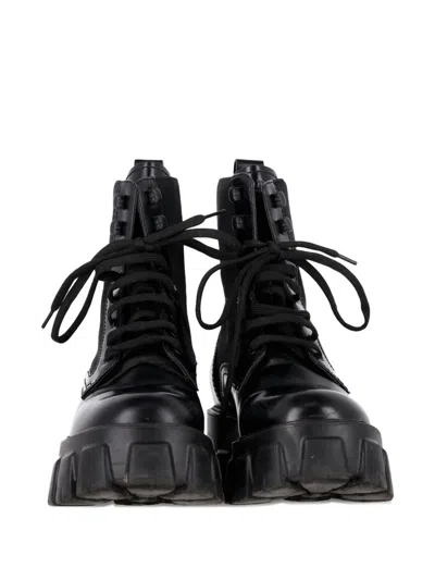 Pre-owned Prada Monolith Platform Combat Boots In Black