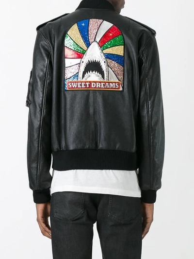 Shop Saint Laurent 'sweet Dreams' Shark Patch Jacket In Black