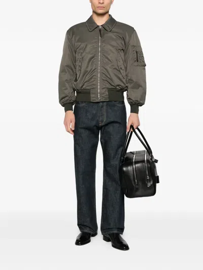 Tom Ford Zip-up Collared Bomber Jacket In Brown