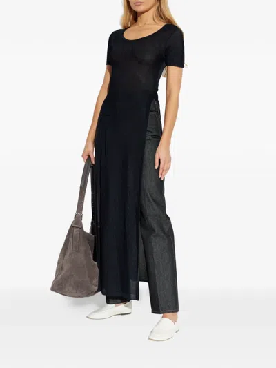 Lemaire Side-slit T-shirt In Black