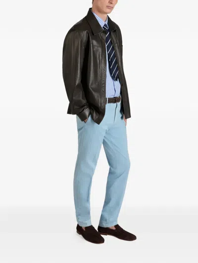 Montedoro Buttoned Leather Overshirt In Black