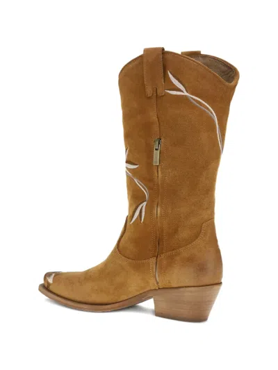 P.a.r.o.s.h Brown Calf Leather Bos Taurus Ankle Boots In Multi