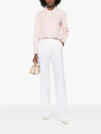 Max Mara Collared Patch-pocket Jacket In Pink