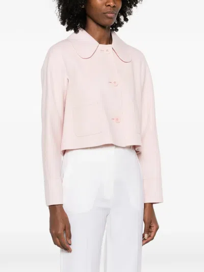 Max Mara Collared Patch-pocket Jacket In Pink