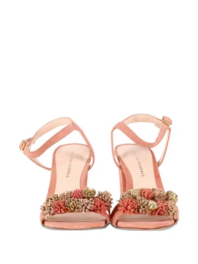 Pre-owned Loeffler Randall 花卉贴花高跟凉鞋 In Pink