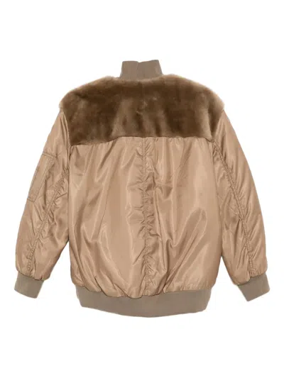Blancha Zip-up Bomber Jacket In Brown