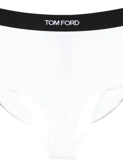 Tom Ford Logo-waistband Briefs In White