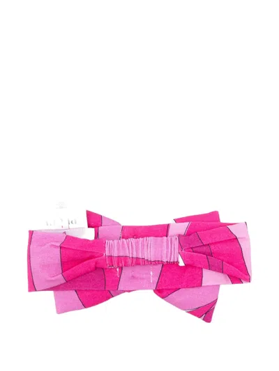 Pucci Junior Bow Graphic Head Band In Pink