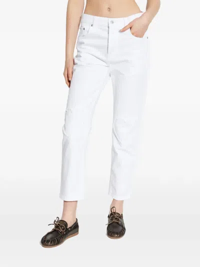 Moschino Distressed Denim Jeans In White