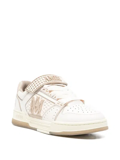 Amiri Men 'skyline' Beige Sneaker With Maxi Logo On The Side And Velcro Strap With Logo In Leather M In White