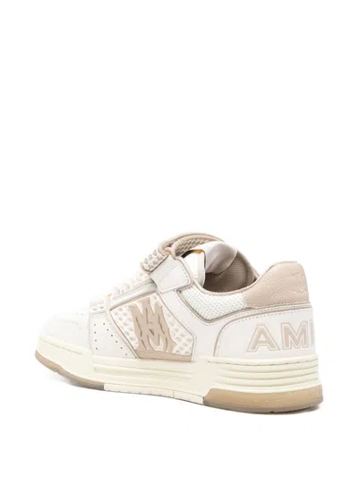 Amiri Men 'skyline' Beige Sneaker With Maxi Logo On The Side And Velcro Strap With Logo In Leather M In White
