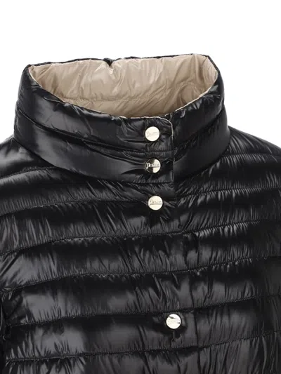 Herno A-shape Quilted Button Puffer Jacket In Black