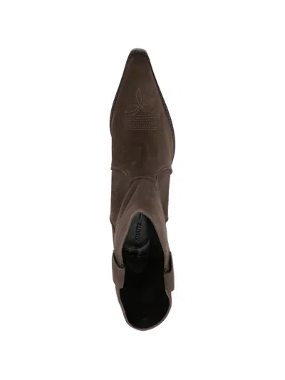 Khaite Brown Calf Leather Bos Taurus Ankle Boots In Multi