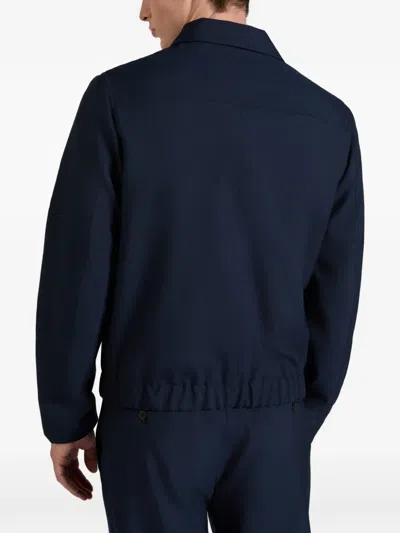 Montedoro Collared Zip Bomber Jacket In Blue