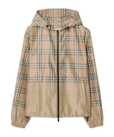 Burberry Gradient Check Hooded Lightweight Jacket In Multi