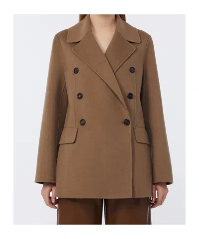 Max Mara Double-breasted Double-faced Wool Jacket In Brown